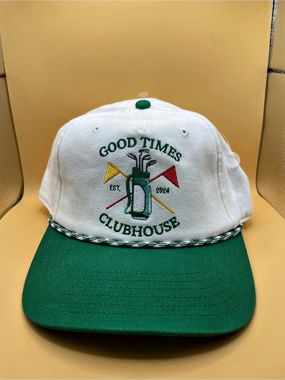 Mad Engine Good Times Clubhouse Golf Rope Hat Green & White